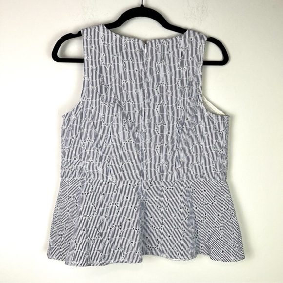 CROWN & IVY Striped Eyelet Peplum Top - Blue & White - Petite Size (PS) - Chic - Picture 5 of 7